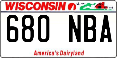 WI license plate 680NBA