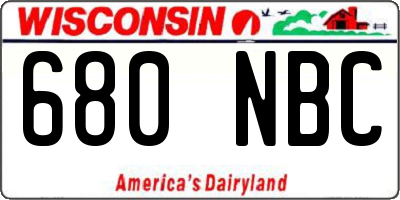 WI license plate 680NBC