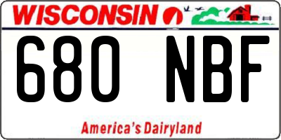 WI license plate 680NBF