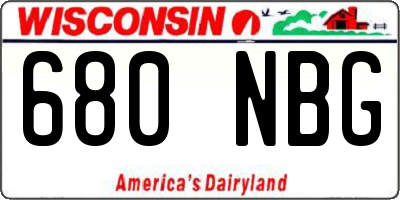 WI license plate 680NBG