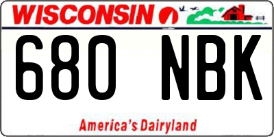 WI license plate 680NBK