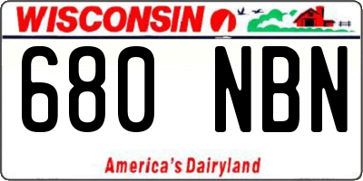 WI license plate 680NBN