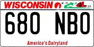 WI license plate 680NBO