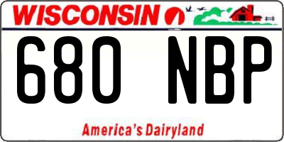 WI license plate 680NBP