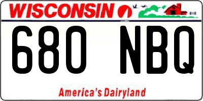 WI license plate 680NBQ