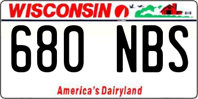 WI license plate 680NBS