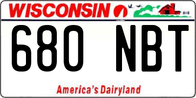 WI license plate 680NBT