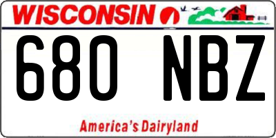 WI license plate 680NBZ