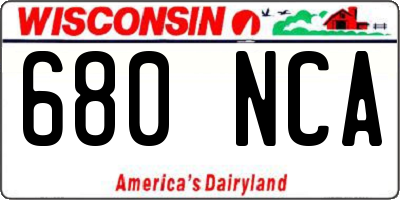 WI license plate 680NCA