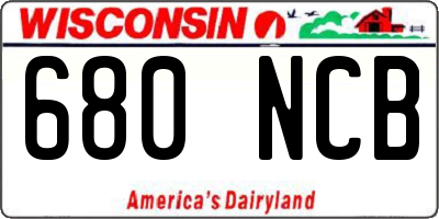 WI license plate 680NCB