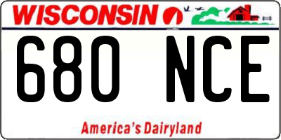 WI license plate 680NCE