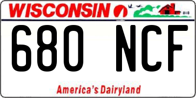 WI license plate 680NCF