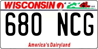 WI license plate 680NCG