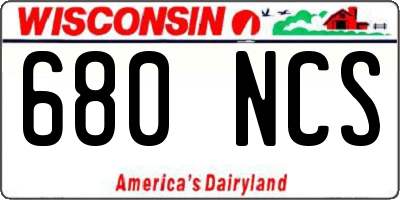 WI license plate 680NCS