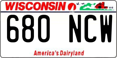 WI license plate 680NCW