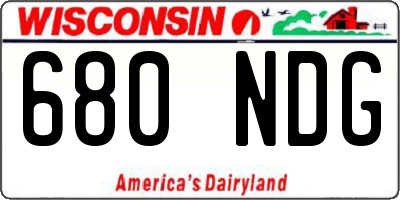 WI license plate 680NDG