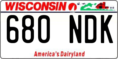 WI license plate 680NDK