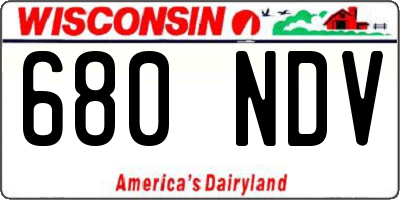 WI license plate 680NDV