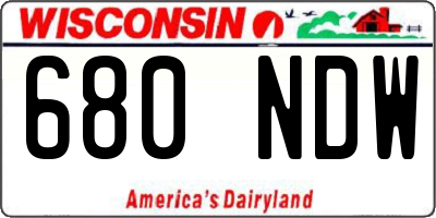 WI license plate 680NDW