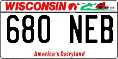 WI license plate 680NEB