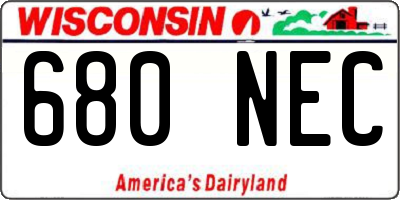 WI license plate 680NEC