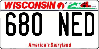 WI license plate 680NED