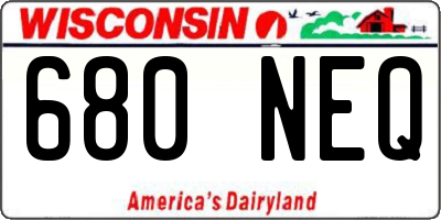 WI license plate 680NEQ