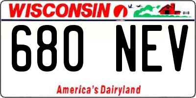 WI license plate 680NEV