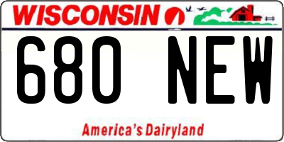 WI license plate 680NEW