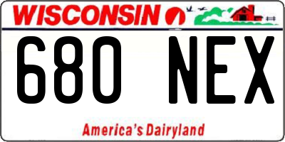 WI license plate 680NEX