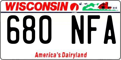 WI license plate 680NFA