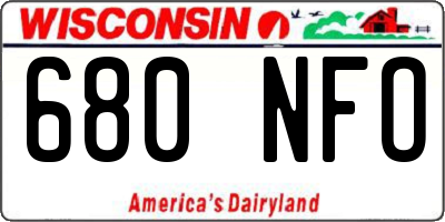 WI license plate 680NFO