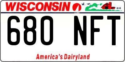 WI license plate 680NFT