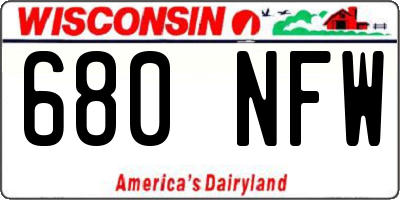WI license plate 680NFW