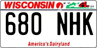 WI license plate 680NHK