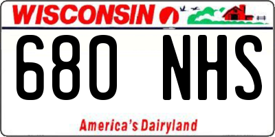 WI license plate 680NHS