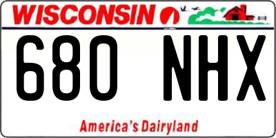WI license plate 680NHX