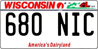 WI license plate 680NIC
