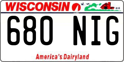 WI license plate 680NIG