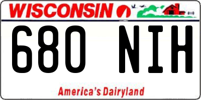 WI license plate 680NIH