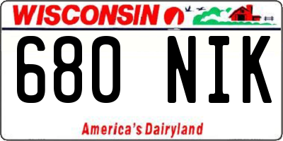 WI license plate 680NIK