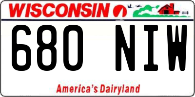 WI license plate 680NIW