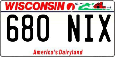 WI license plate 680NIX