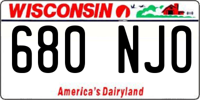 WI license plate 680NJO