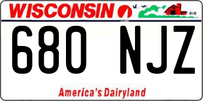 WI license plate 680NJZ