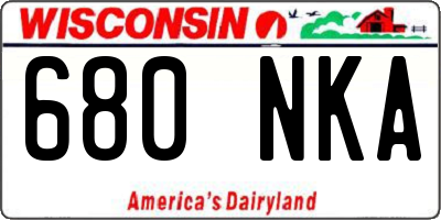 WI license plate 680NKA
