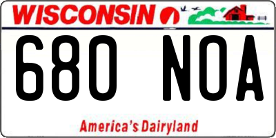 WI license plate 680NOA