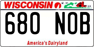 WI license plate 680NOB