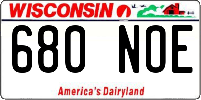 WI license plate 680NOE