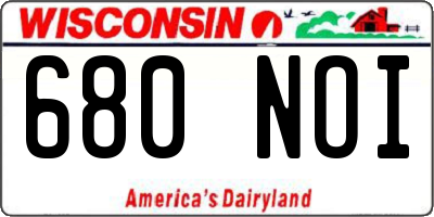 WI license plate 680NOI